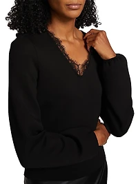 Felicity Lace-Trim V-Neck Top