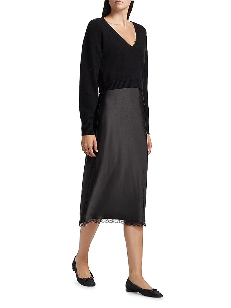 Mis Pieced Layered Midi-Dress