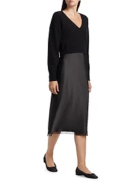 Mis Pieced Layered Midi-Dress