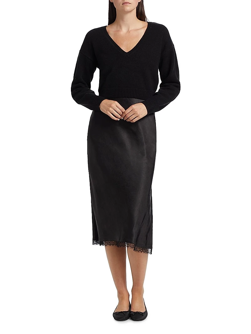 Mis Pieced Layered Midi-Dress