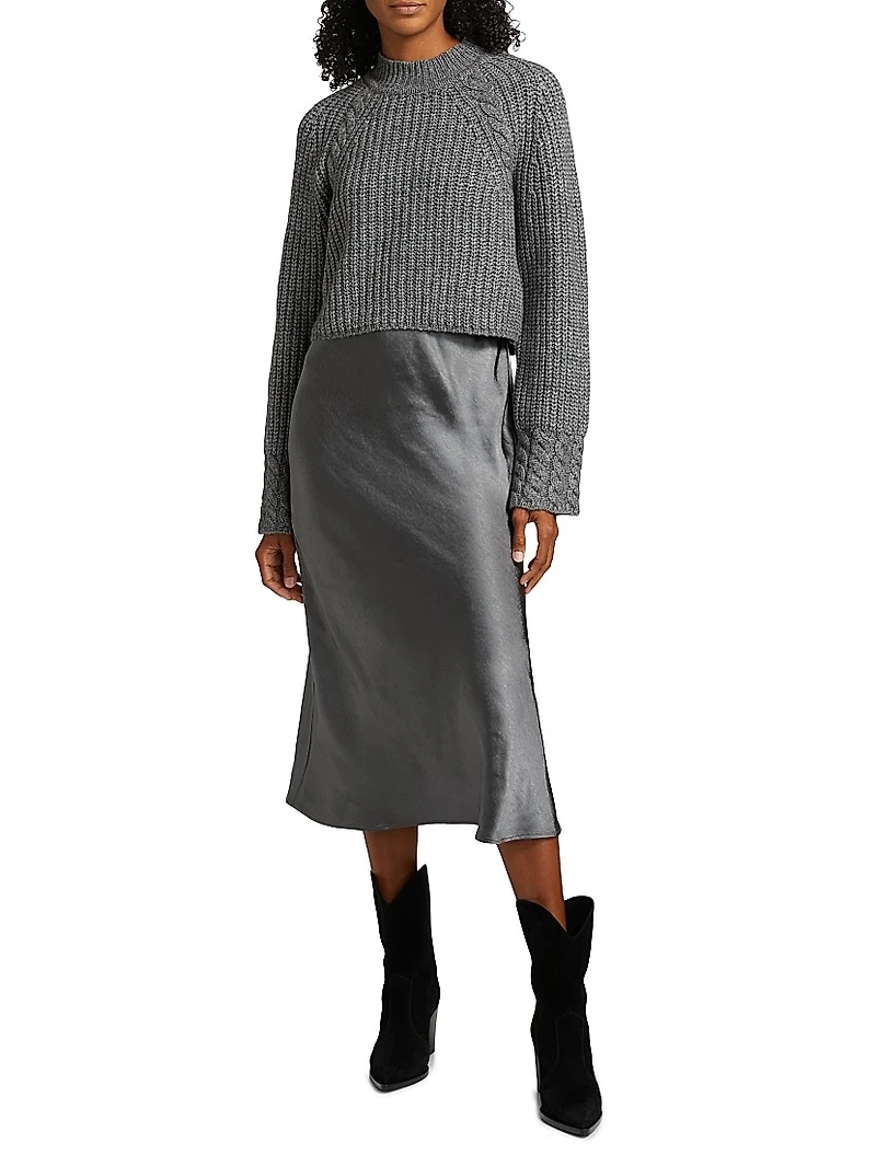 Kaz Wool-Blend Layered Midi-Dress