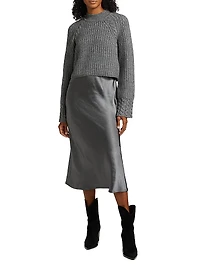 Kaz Wool-Blend Layered Midi-Dress
