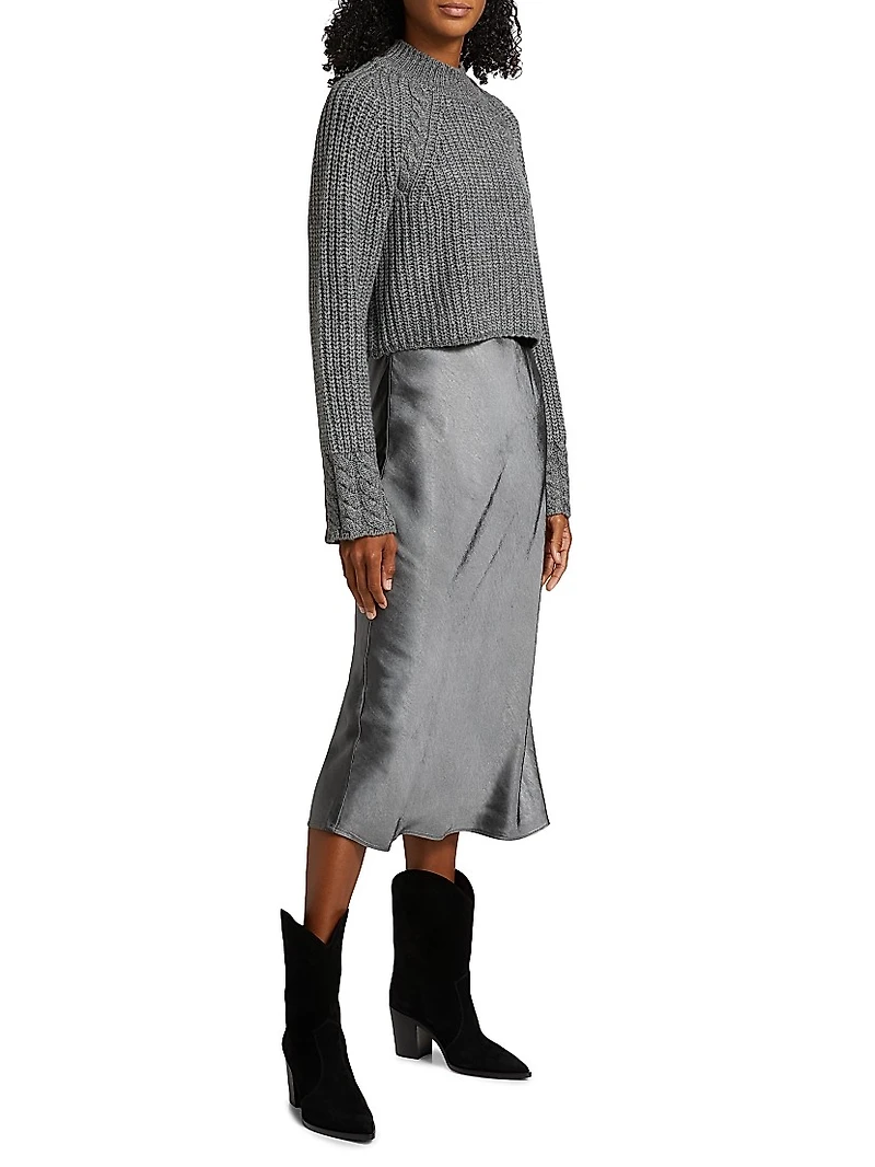 Kaz Wool-Blend Layered Midi-Dress