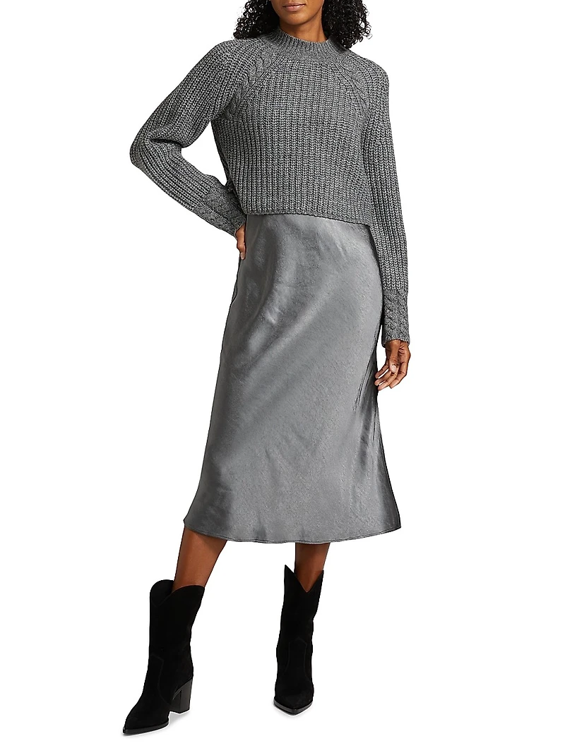 Kaz Wool-Blend Layered Midi-Dress