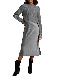 Kaz Wool-Blend Layered Midi-Dress