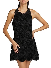 Soiree Season Megan Floral Rosette Halterneck Minidress