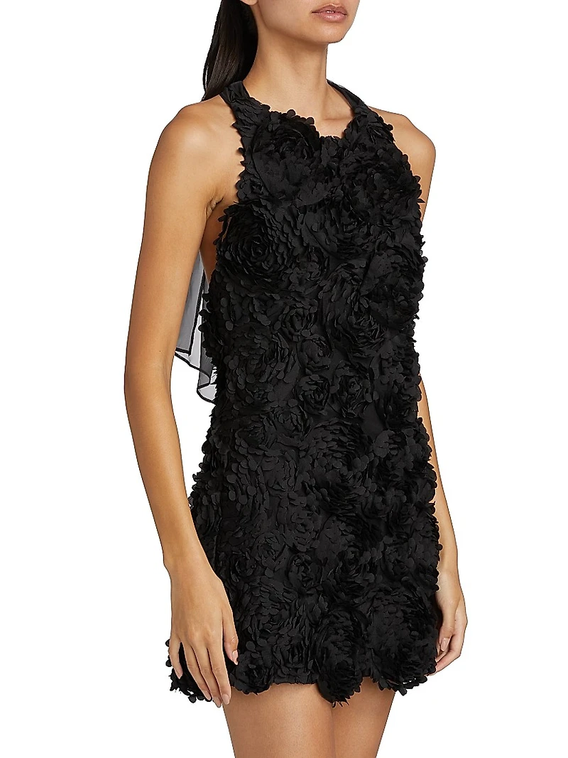 Soiree Season Megan Floral Rosette Halterneck Minidress