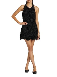 Soiree Season Megan Floral Rosette Halterneck Minidress