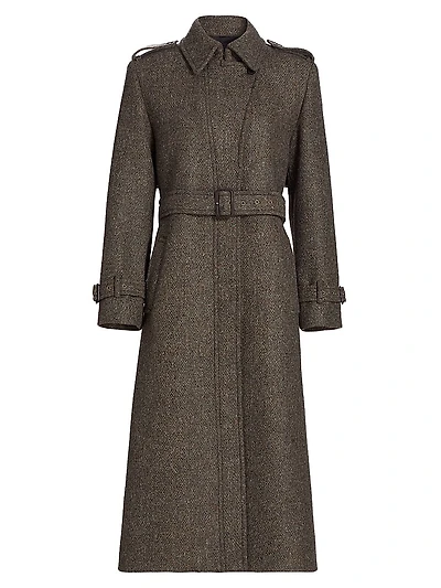 Isabelle Tweed Belted Trench Coat