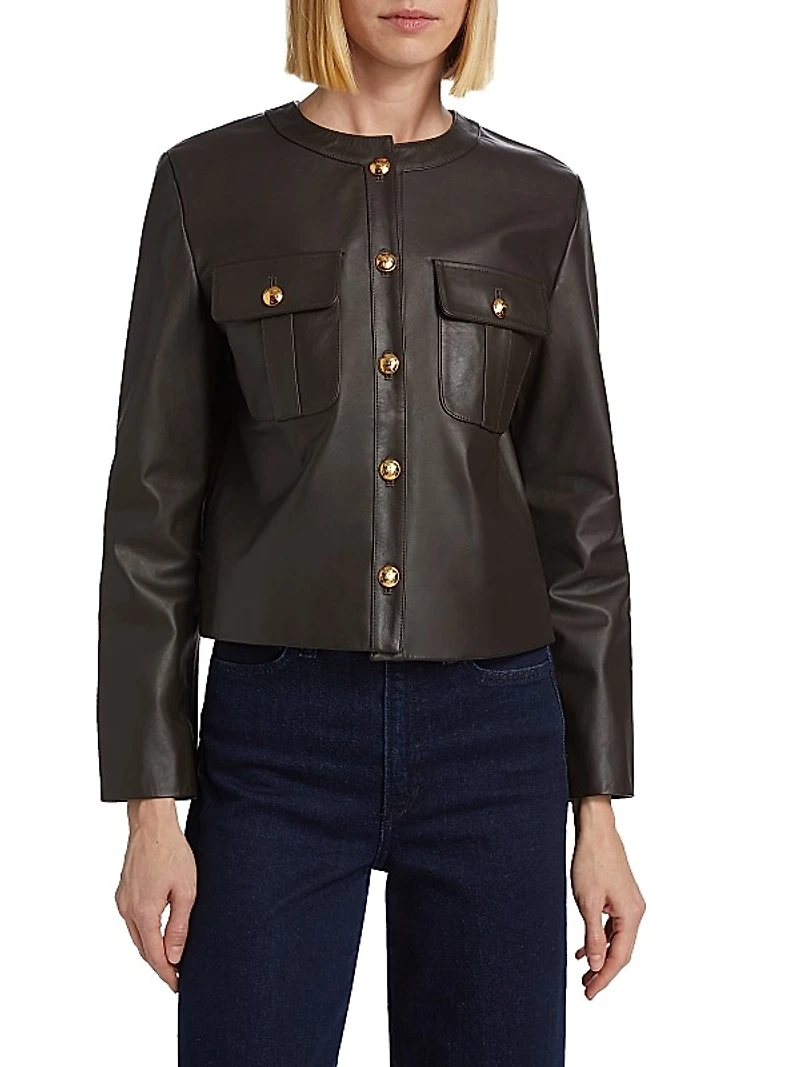 Kitra Leather Crop Jacket