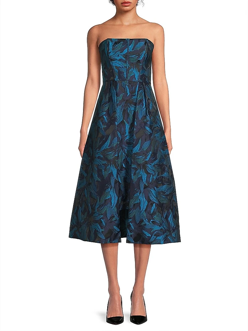 Floral Jacquard Fit & Flare Cocktail Dress