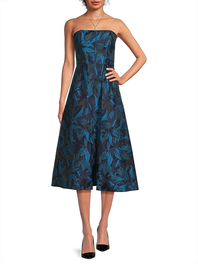 Floral Jacquard Fit & Flare Cocktail Dress