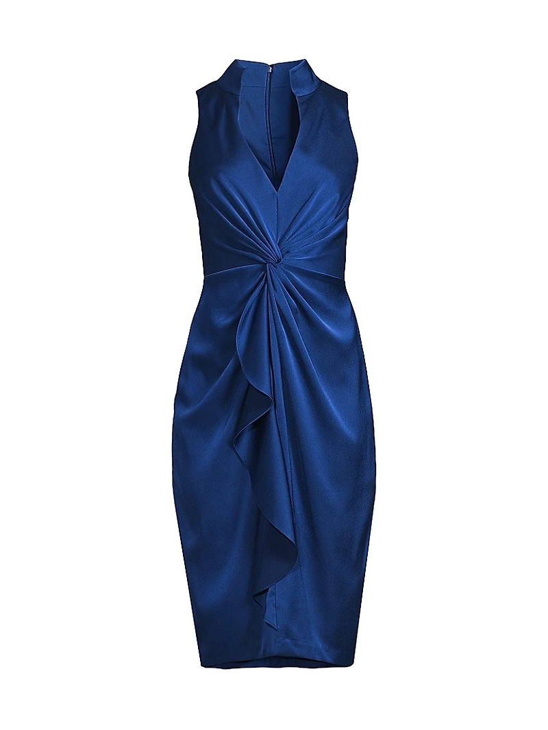 Crepe-Back Satin Twist Cocktail Dress