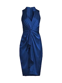 Crepe-Back Satin Twist Cocktail Dress
