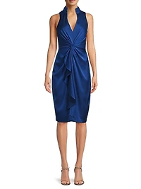 Crepe-Back Satin Twist Cocktail Dress