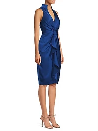 Crepe-Back Satin Twist Cocktail Dress