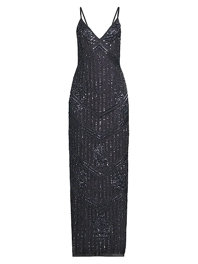 Embellished Tulle Sleeveless Gown