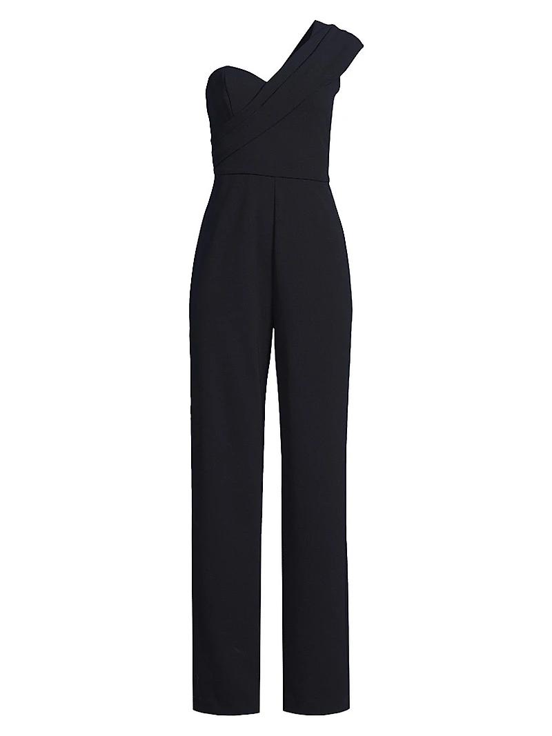 Stretch Crepe One-Shoulder Jumpsuit