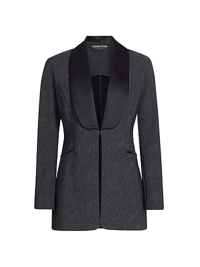 Gilla Satin-Lapel Blazer