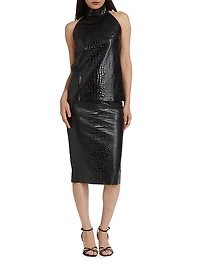 Tiffy Embossed Faux Leather Halterneck Top
