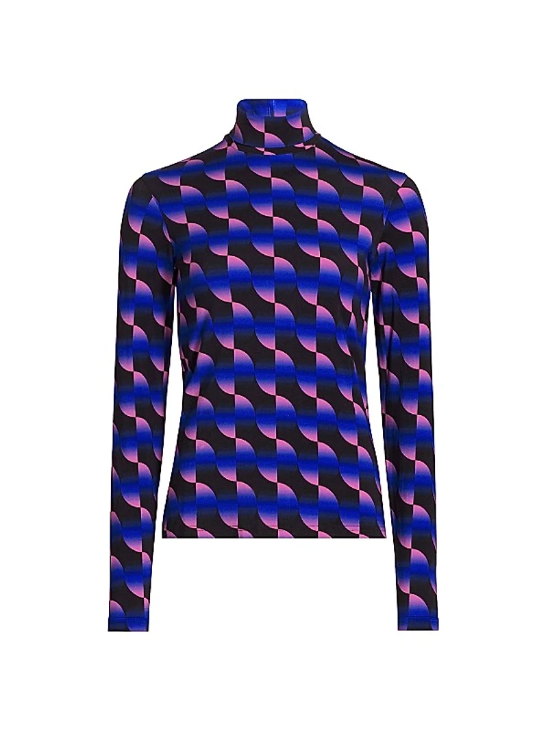 Saucer Geo Jersey Turtleneck Top