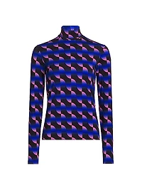 Saucer Geo Jersey Turtleneck Top
