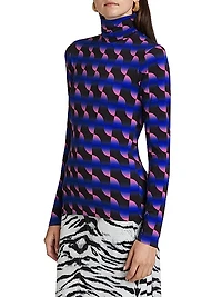 Saucer Geo Jersey Turtleneck Top