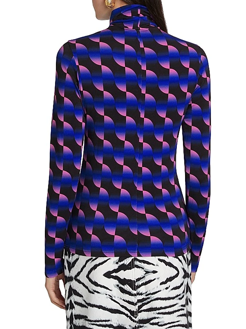 Saucer Geo Jersey Turtleneck Top