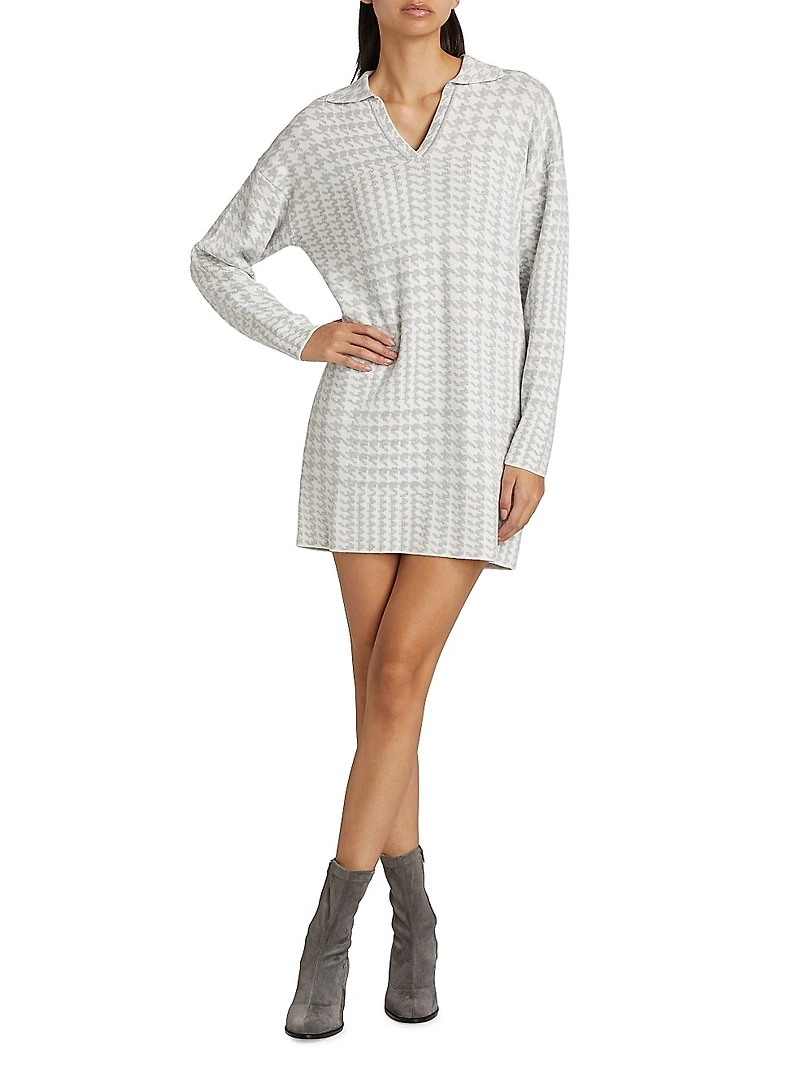 Houndstooth Knit Minidress