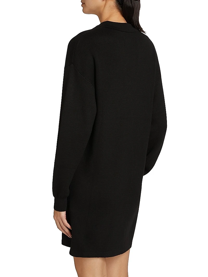 Knit Johnny-Collar Minidress