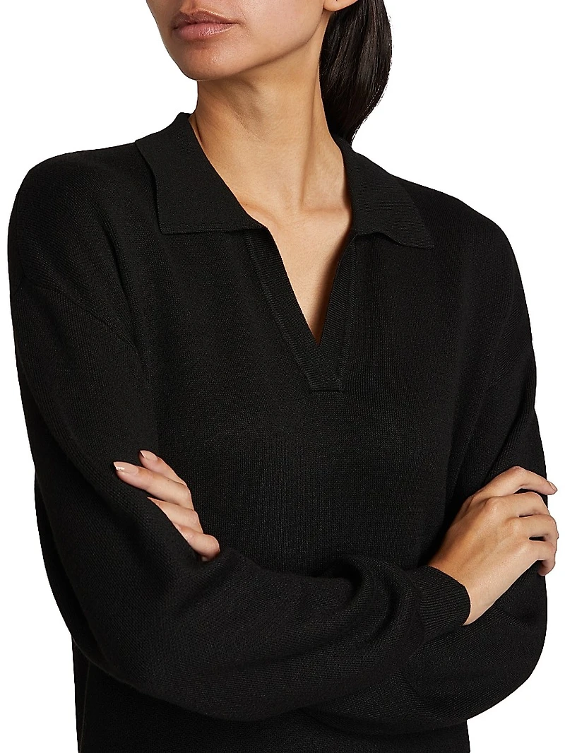 Knit Johnny-Collar Minidress