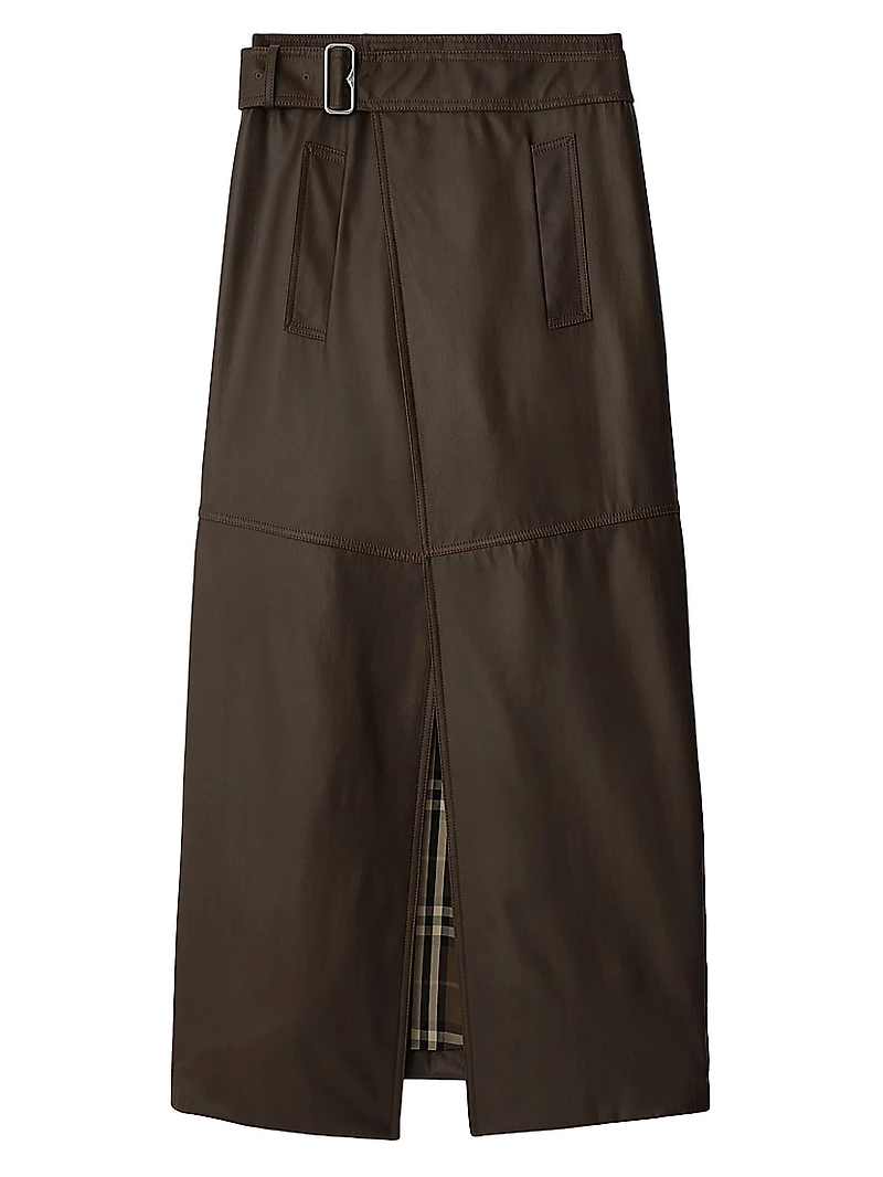 Buckled Wool-Blend Twill Maxi Skirt