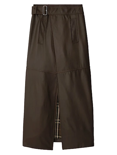 Buckled Wool-Blend Twill Maxi Skirt