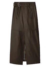 Buckled Wool-Blend Twill Maxi Skirt