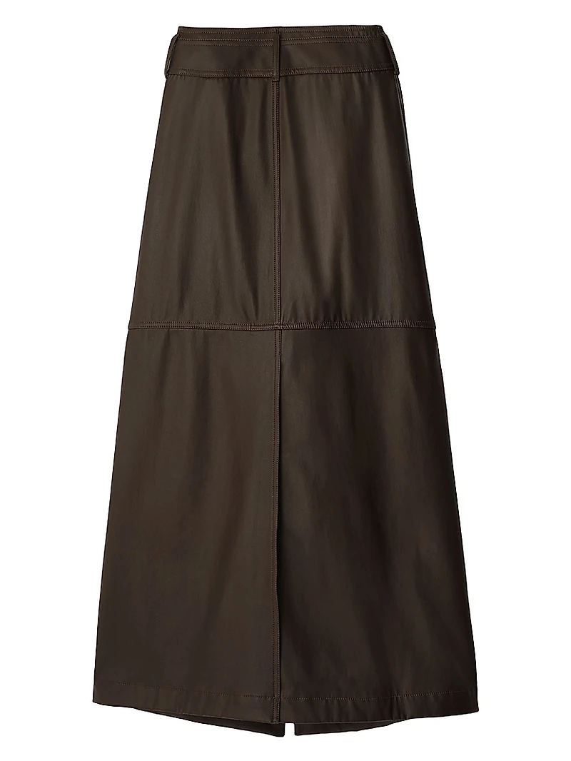Buckled Wool-Blend Twill Maxi Skirt