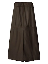 Buckled Wool-Blend Twill Maxi Skirt