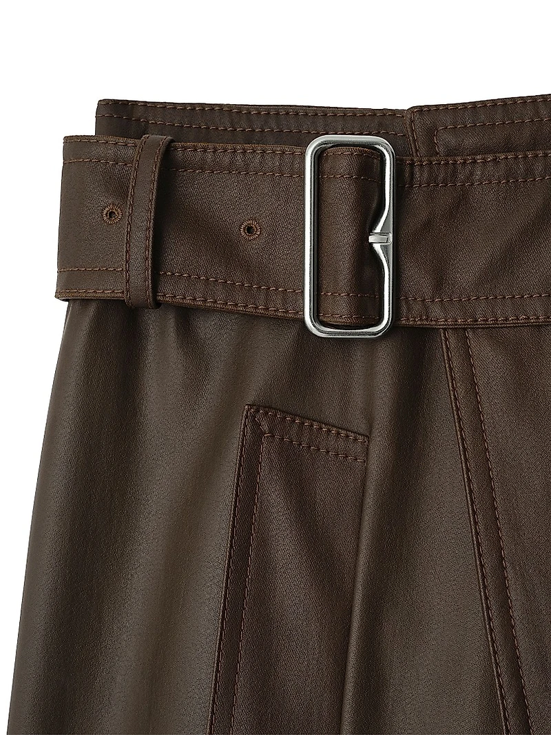 Buckled Wool-Blend Twill Maxi Skirt