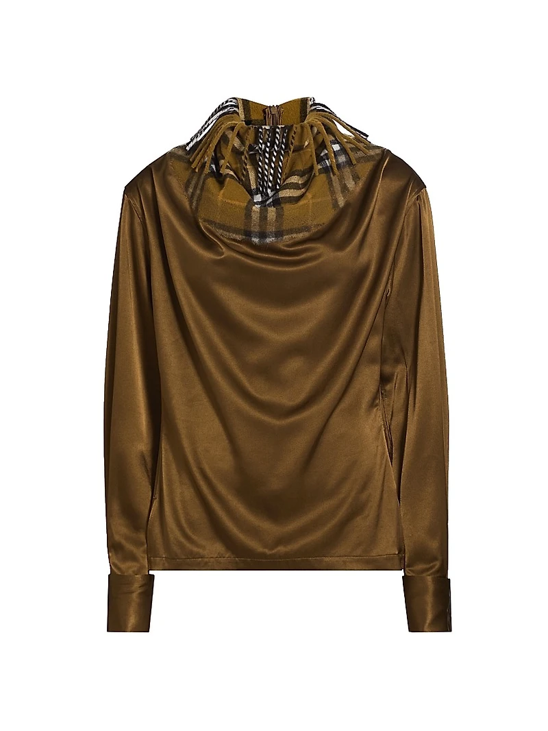 Check Satin Blouse