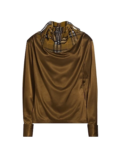 Check Satin Blouse