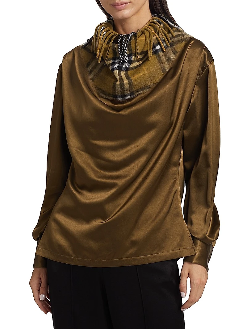 Check Satin Blouse