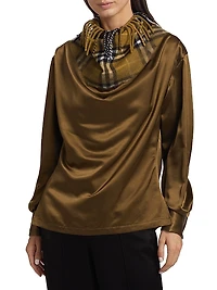 Check Satin Blouse