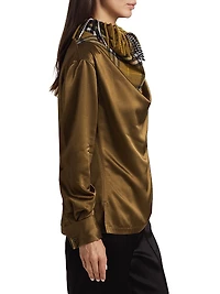 Check Satin Blouse