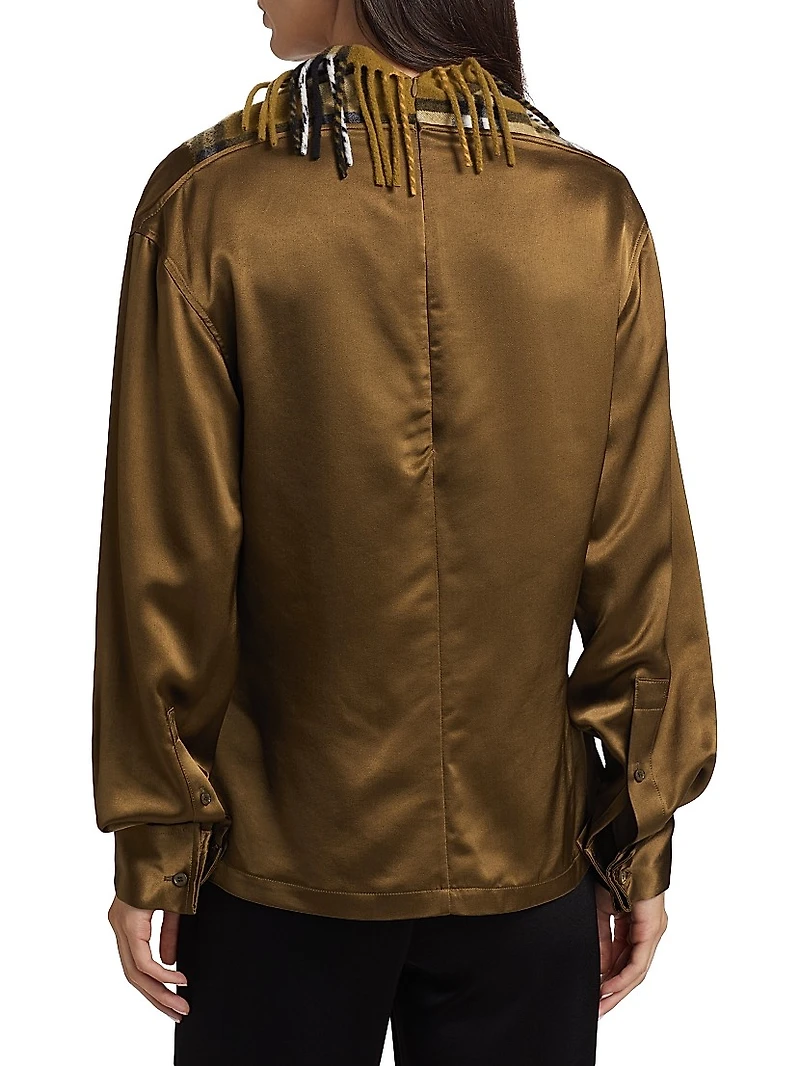 Check Satin Blouse