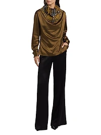 Check Satin Blouse