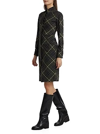 Check Wool-Blend Slim-Fit Shirtdress