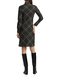 Check Wool-Blend Slim-Fit Shirtdress