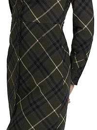 Check Wool-Blend Slim-Fit Shirtdress