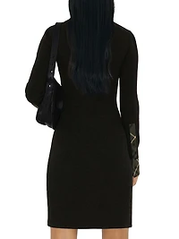 Check-Trimmed Wool-Blend Shirtdress