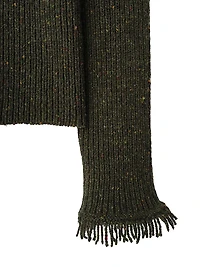 Fringed Rib-Knit Wool Sweater