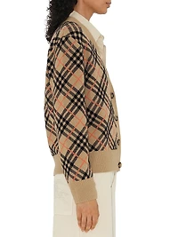 Check Cashmere V-Neck Cardigan